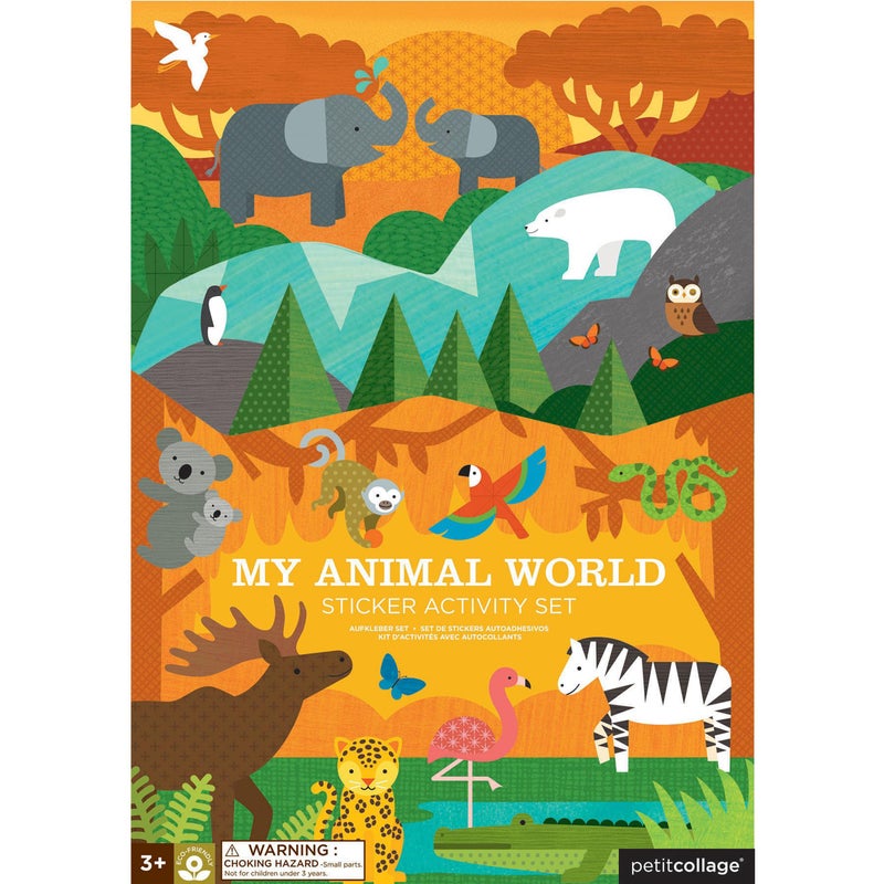 Petit Collage Sticker Activity Book, My Animal World â€“ Giant Fold Out Sticker Book for Kids, Includes Over 100 Reusable Stickers â€“ Activity Toys for Ages 4+ - Image 1